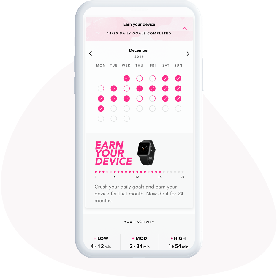 Earn Your Device screen from the Fjuul app